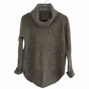 Cynthia Rowley Wool Blend Cowl-Neck Sweater Kangaroo Pockets Rounded Hem Tunic M